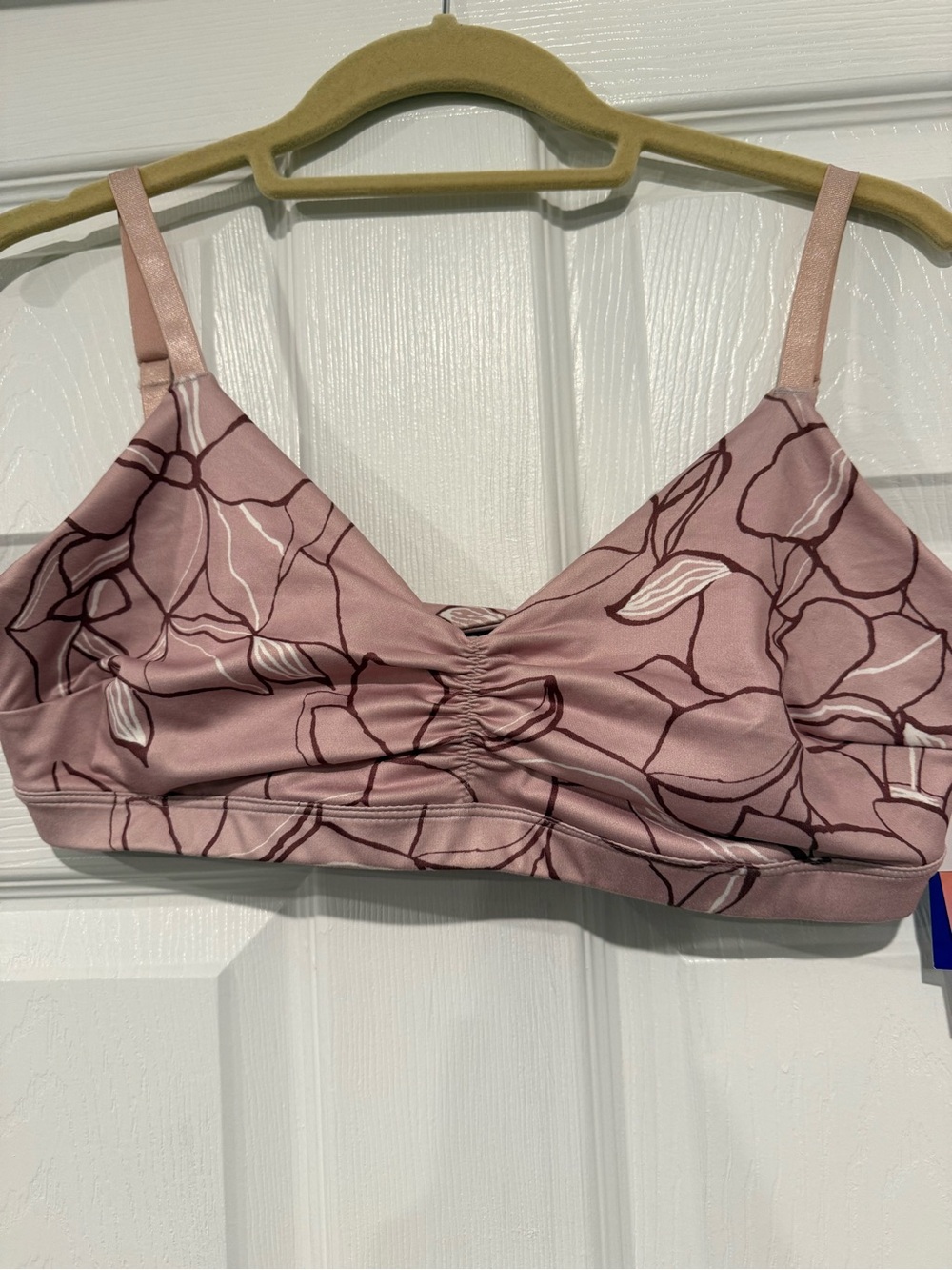 JoyLab Floral Ruched Bralette in Mauve Pink